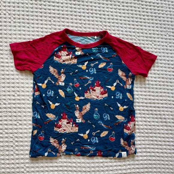 Little Snuggles Other - Little Snuggles Harry Potter Bamboo Tee 9¾ Hogwarts Owl Castle Pink Raglan - 2T